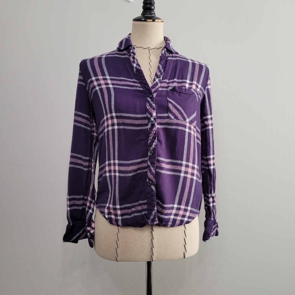 Rails Hunter Navy Petal Pink button down